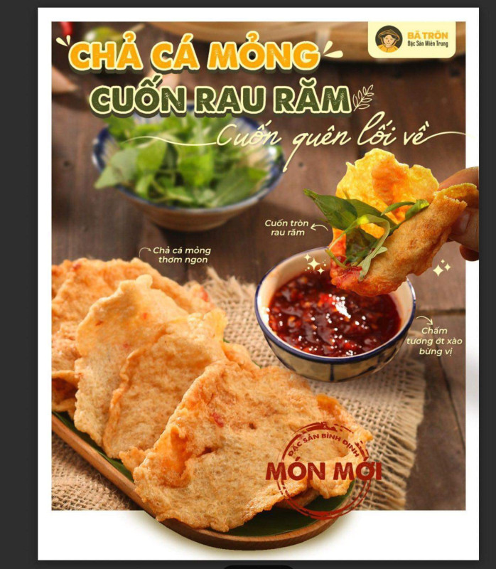 Chả cá mỏng cuốn rau răm