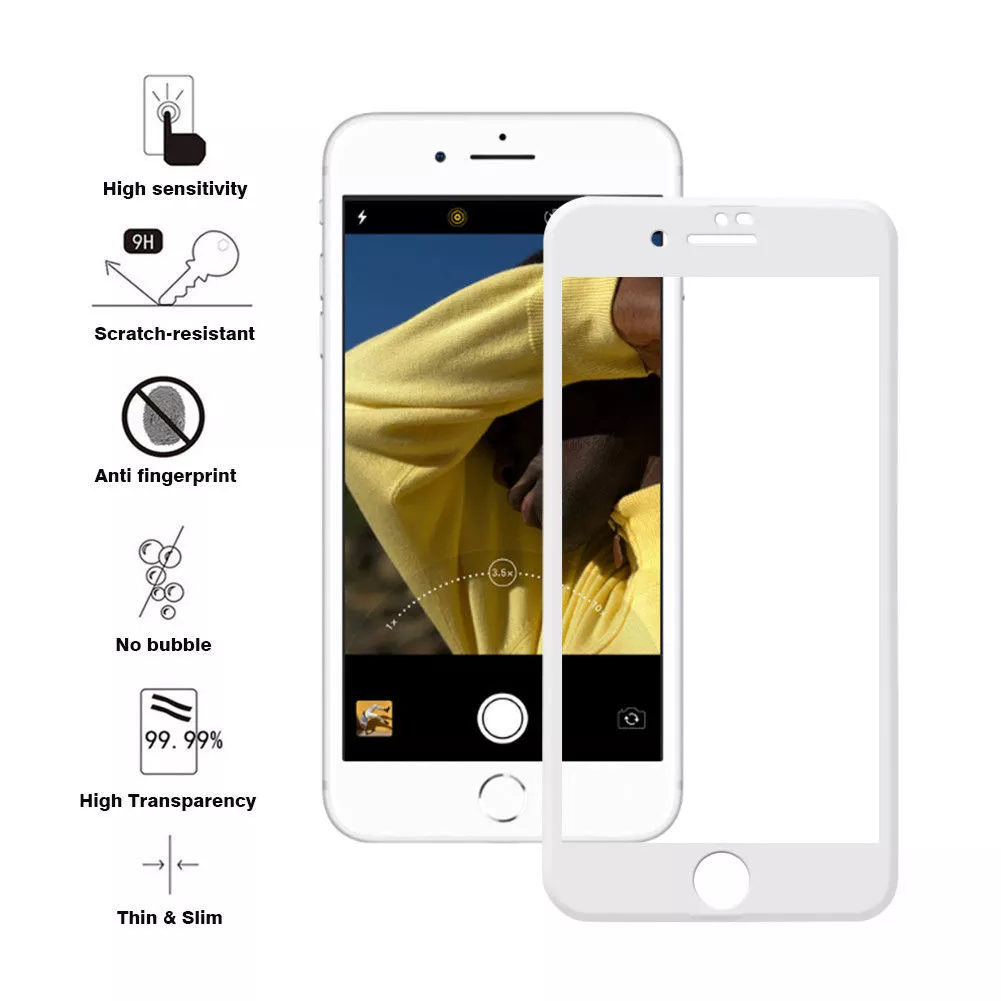 iPhone 7 White Tempered Glass Pro+